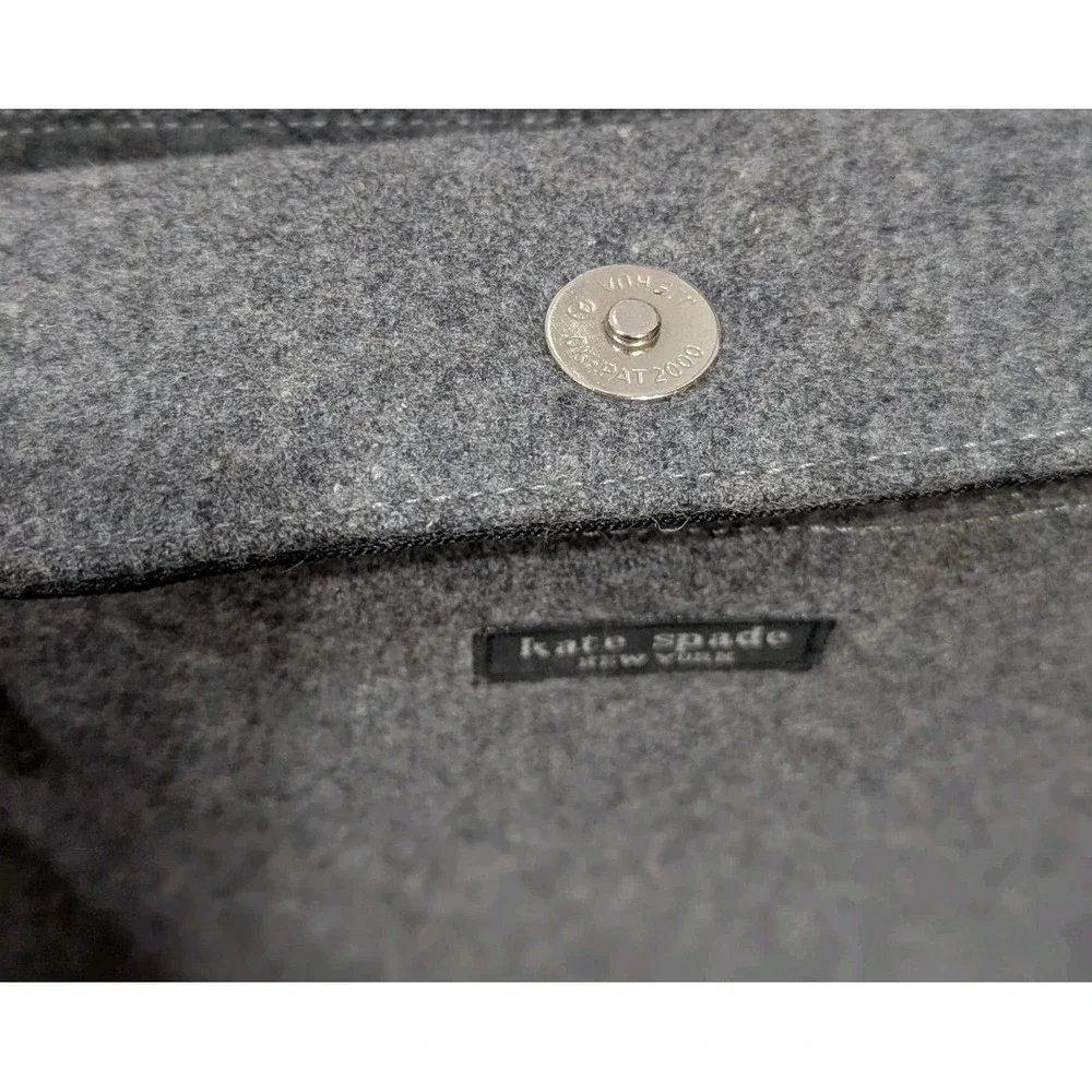 Kate Spade Vintage Gray Wool Felt Hobo Shoulder Bag‎ Magnetic Closure